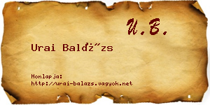 Urai Balázs névjegykártya